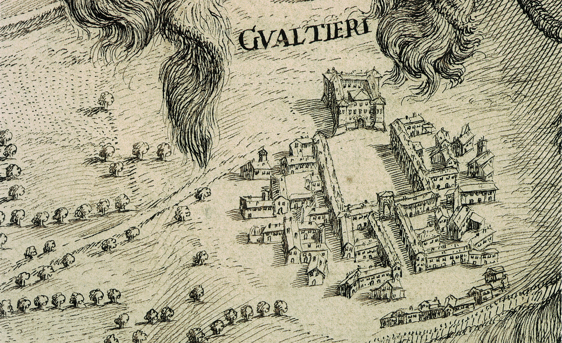 Teatro Sociale Gualtieri – Mappario Estense – Pianta topografica fiume Po – anno 1700 – particolare 1 – 1800×1100